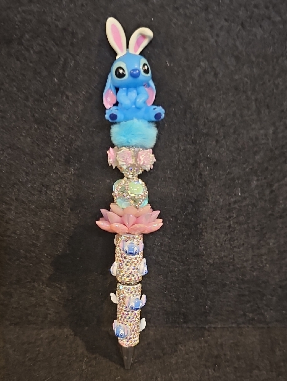 Whimsical Character Luxe Beaded Pen 💙✨ Pastel Sparkle Statement Pen